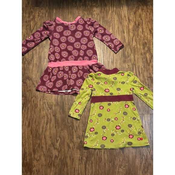 Tea Collection Girls Dress Set of 2 Sz 3 Floral Long Sleeve Play Dresses lot - Picture 2 of 10